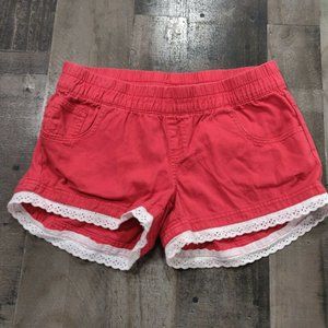 Hurley Red Shorts Womens S Small Hot Pants Ultra Low Lace Trim Pull On Beachwear
